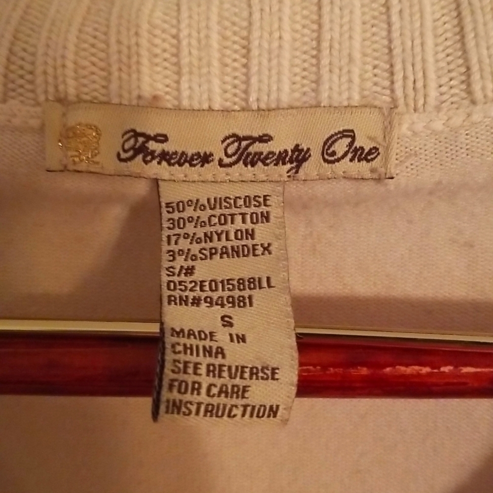 Forever 21 V-Neck Sweater, Ivory/Cream, Small - Picture 2 of 3